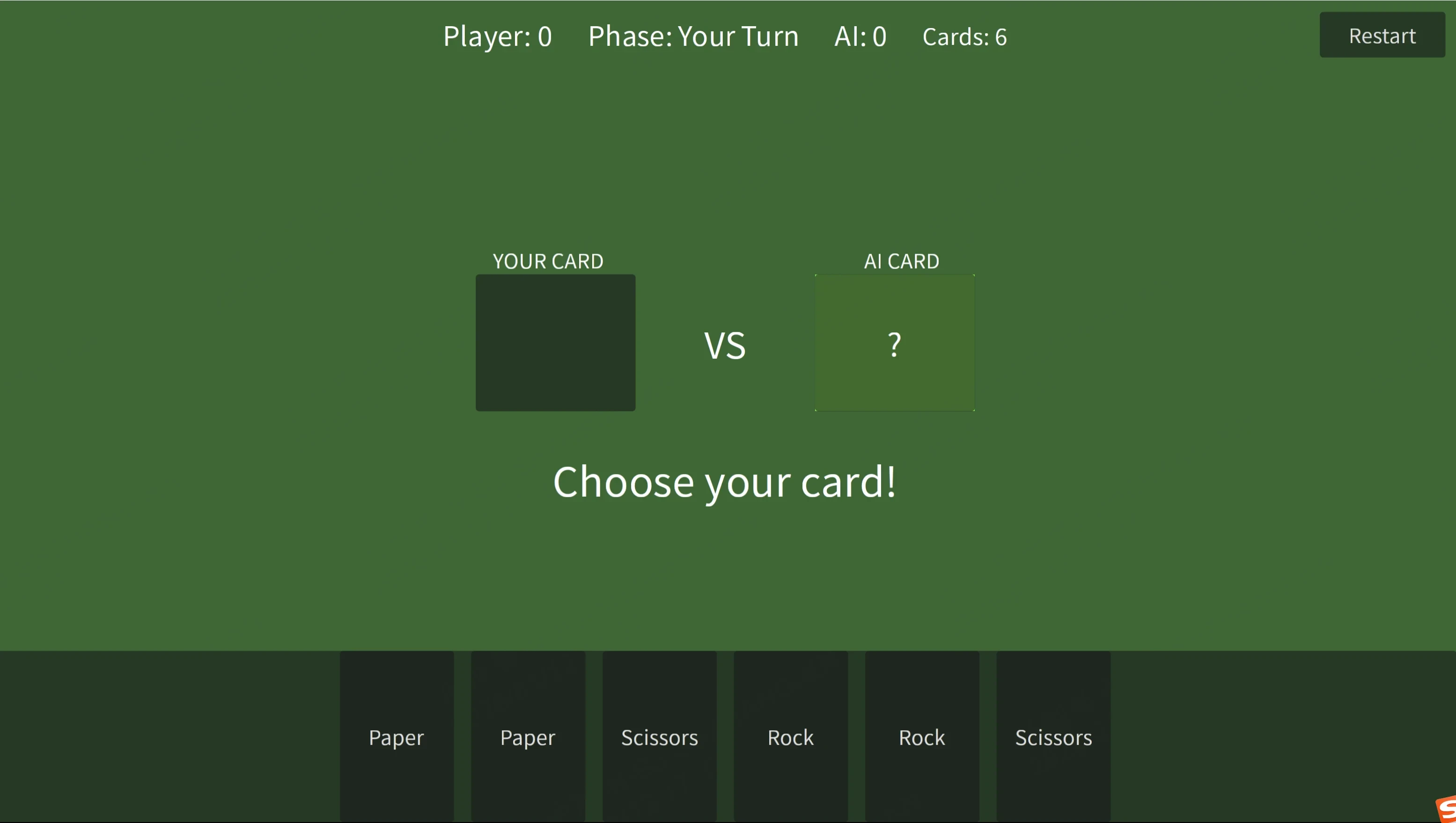 Rock-paper-scissors game v2 interface with enhanced card mechanics and slot display