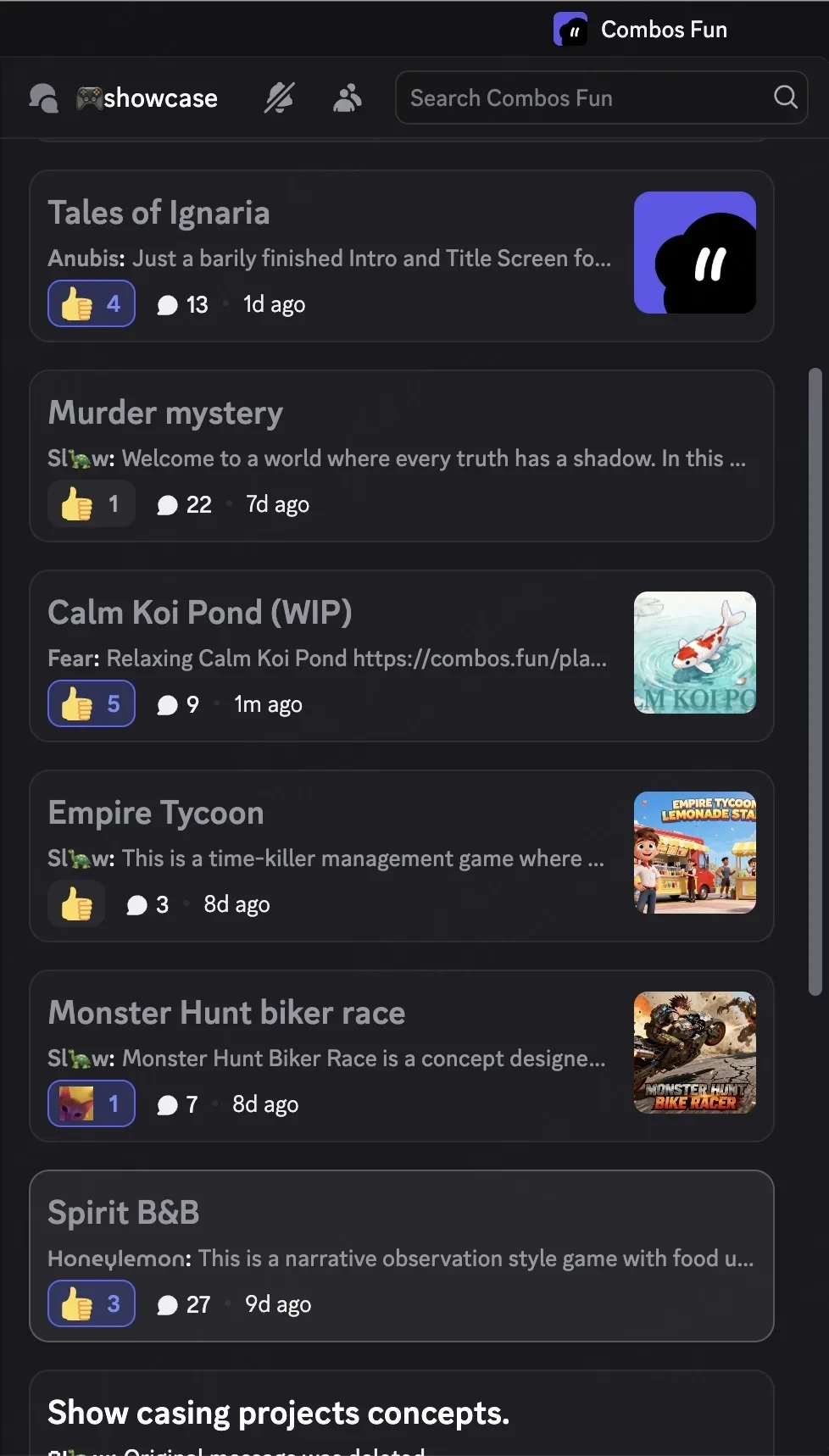 Discord community interface for Combos creators