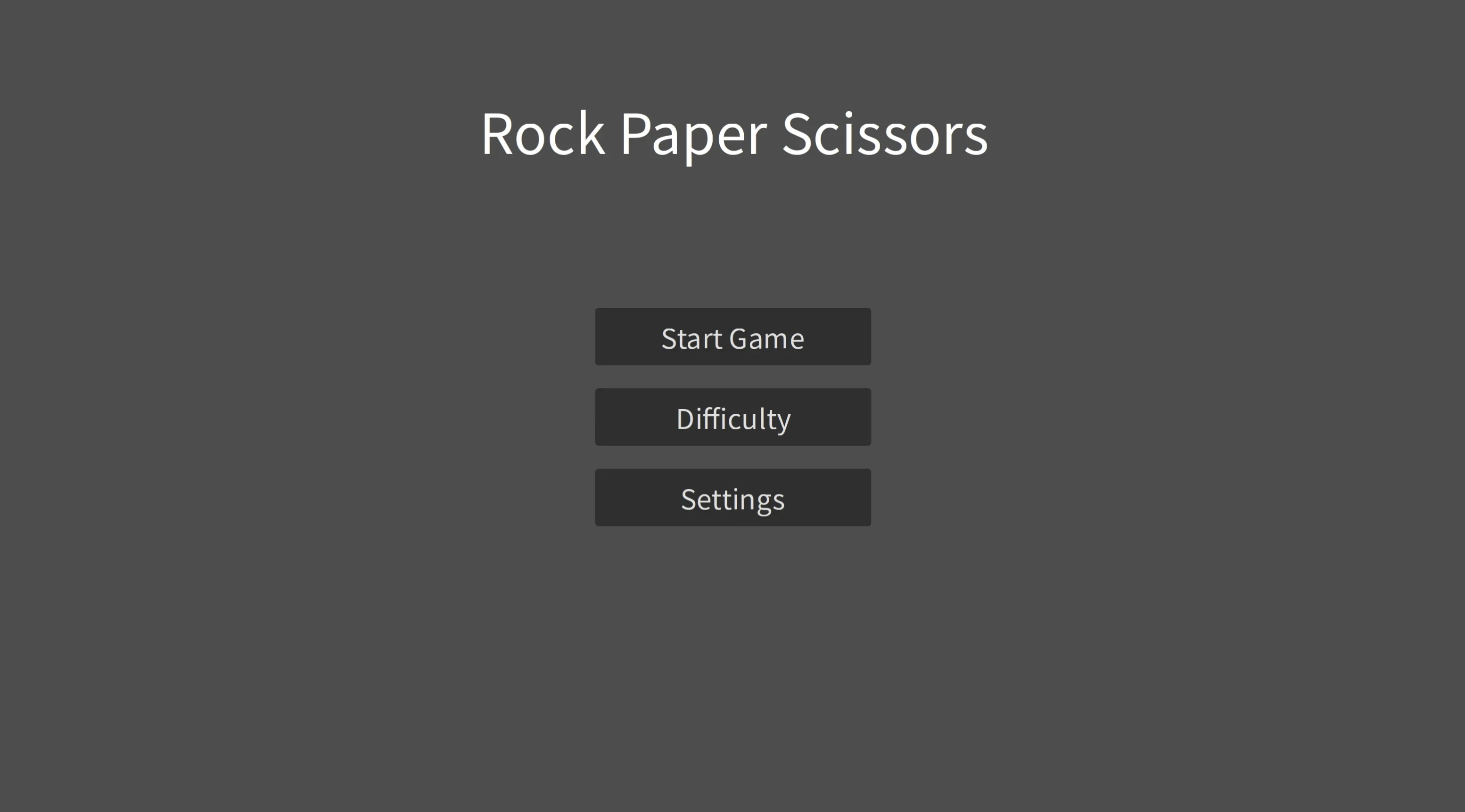 Game main menu and game over screen interface